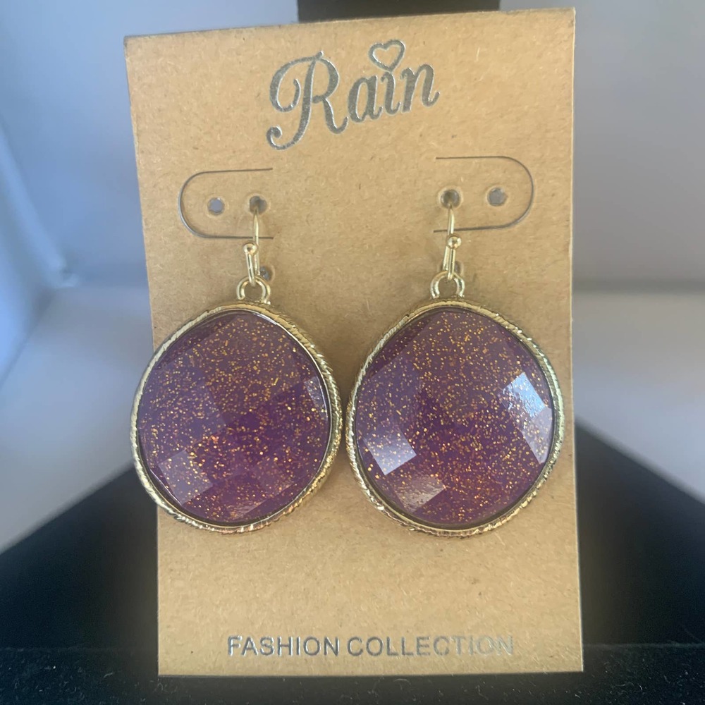Rain‎ amethyst shimmery earrings NWT